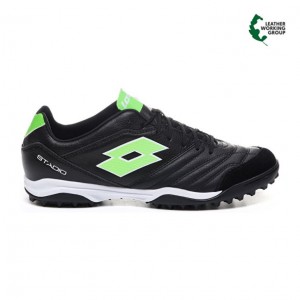 Botas de Futbol Lotto Stadio 300 II TF Hombre Negras Verde | YX404140S2