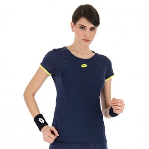 Camiseta Lotto Superrapida W V Mujer Azules Oscuro Amarillo | NQ111531X7