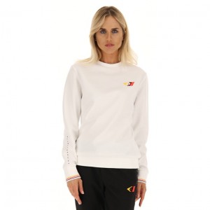 Sudadera Lotto Athletica Classic W V Crewneck RN Mujer Blancas | ED961006Y1