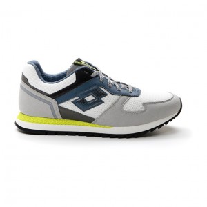 Zapatillas Running Lotto Runner Plus '95 AMF V Hombre Blancas Azules Gris | NT818971W0