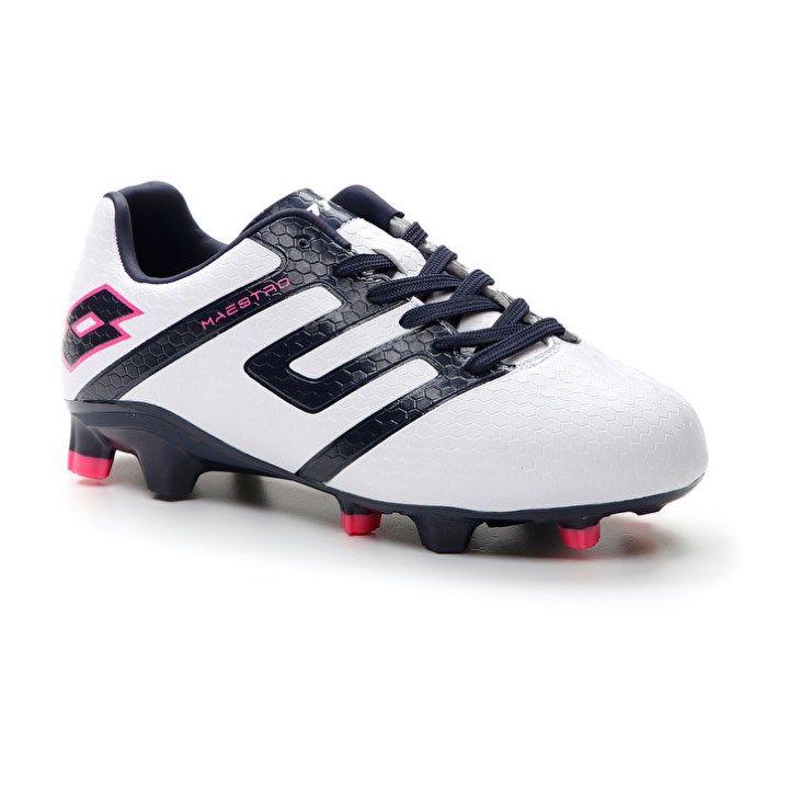 Botas de Futbol Lotto Maestro 700 IV FG JR Niños Blancas Azul Marino Azules | GZ585888Y9