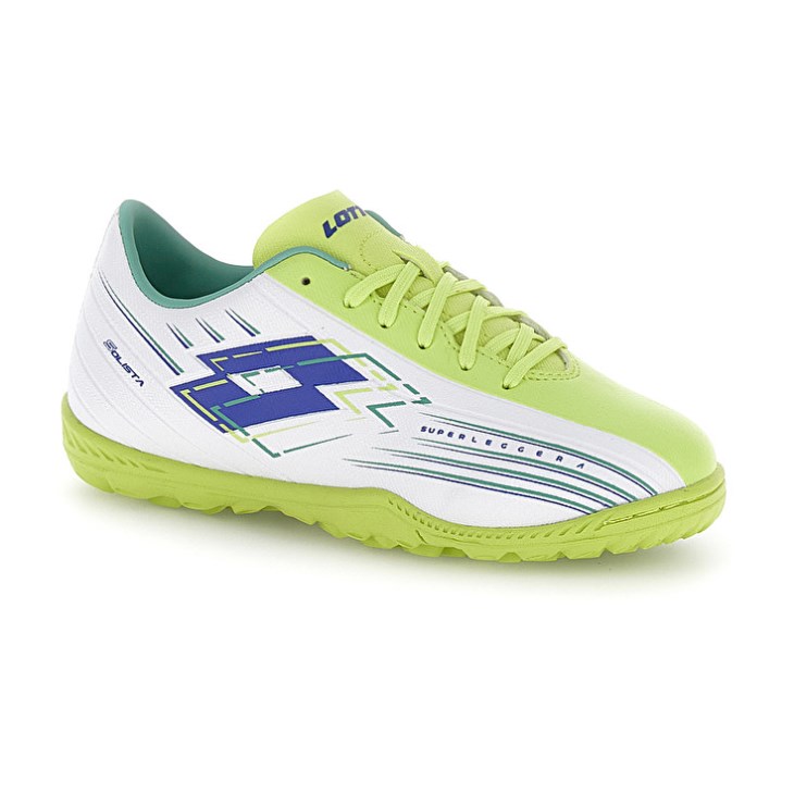 Botas de Futbol Lotto Solista 700 VIII TF JR Niños Blancas Verde Amarillo | JF945724S7