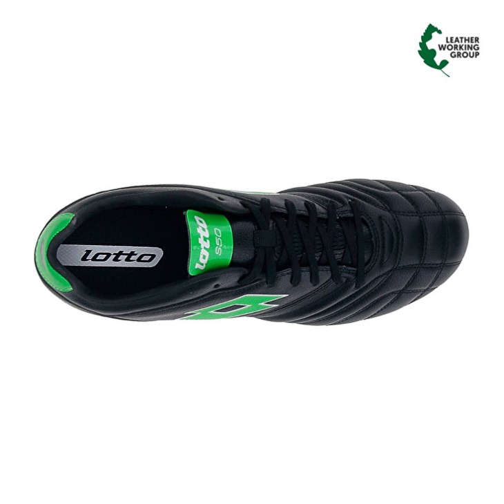 Botas de Futbol Lotto Stadio 300 III FG 50 Hombre Negras Verde | LM599019Y2