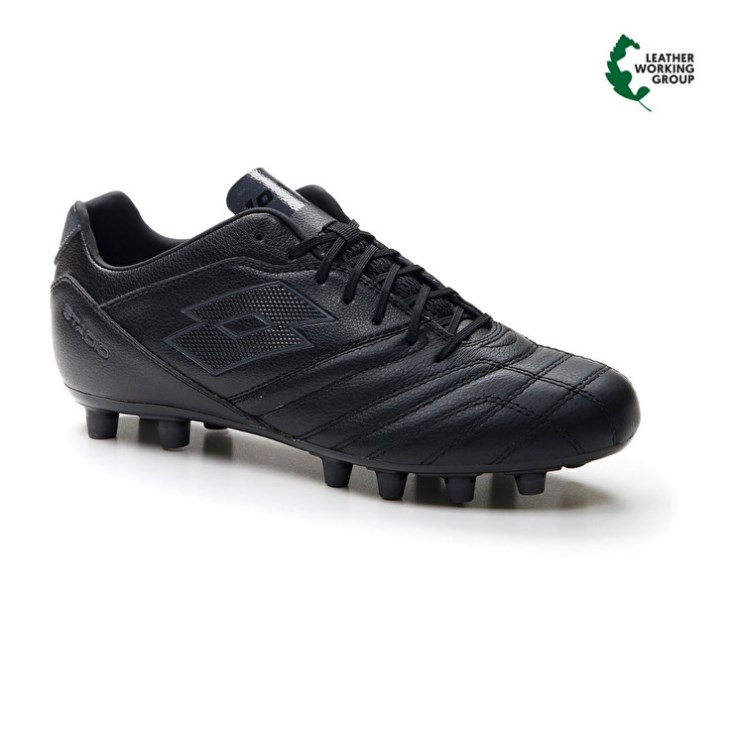 Botas de Futbol Lotto Stadio 300 III FG Hombre Negras Gris Oscuro | AN867116Z4