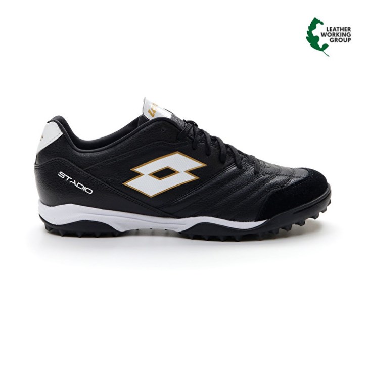 Botas de Futbol Lotto Stadio 300 II TF Hombre Negras Blancas Doradas Claro | XE619001H8