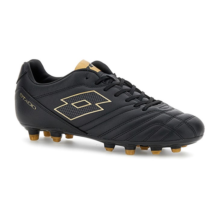 Botas de Futbol Lotto Stadio 705 FG Hombre Negras Doradas Claro | RM940904U7
