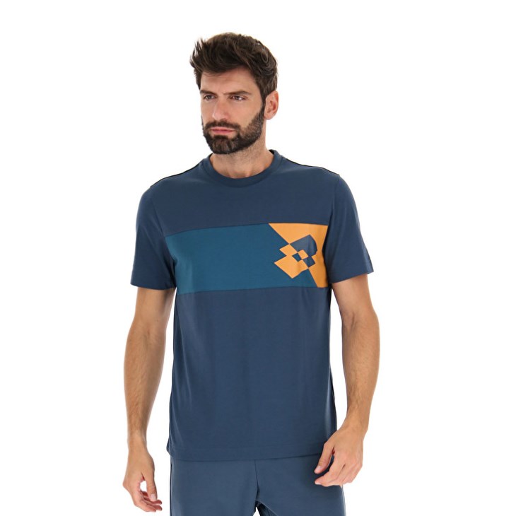 Camiseta Lotto Athletica Plus II Hombre Azules Oscuro Azules Coral | GX033473S9