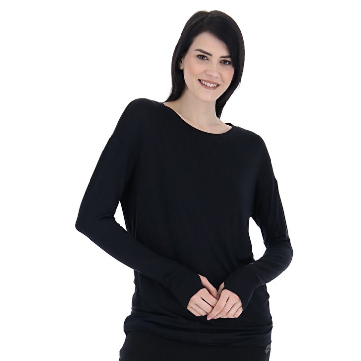 Camiseta Lotto Dinamico W V LS VI Mujer Negras | NU996349D5