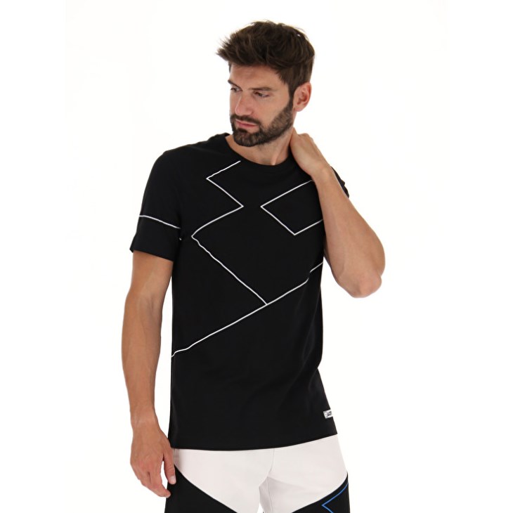 Camiseta Lotto Logo VII Sports Zip 2 Hombre Negras | XO191929C8