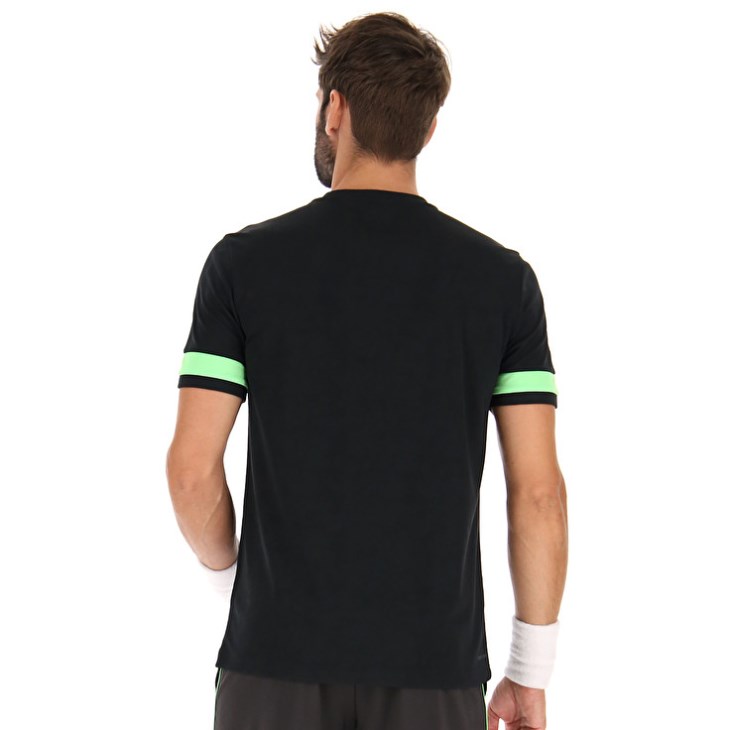 Camiseta Lotto Superrapida V Hombre Negras Verde | AS625432Q3