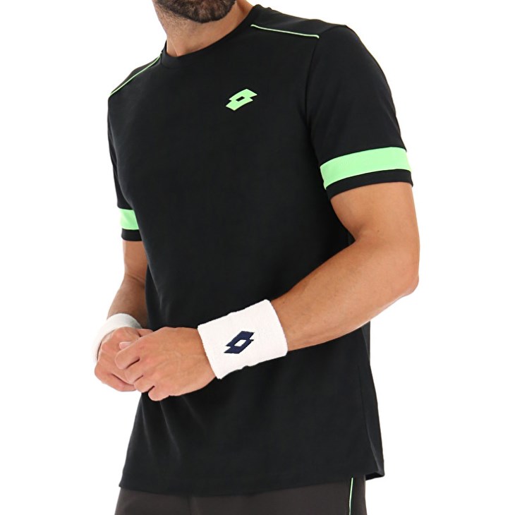 Camiseta Lotto Superrapida V Hombre Negras Verde | AS625432Q3