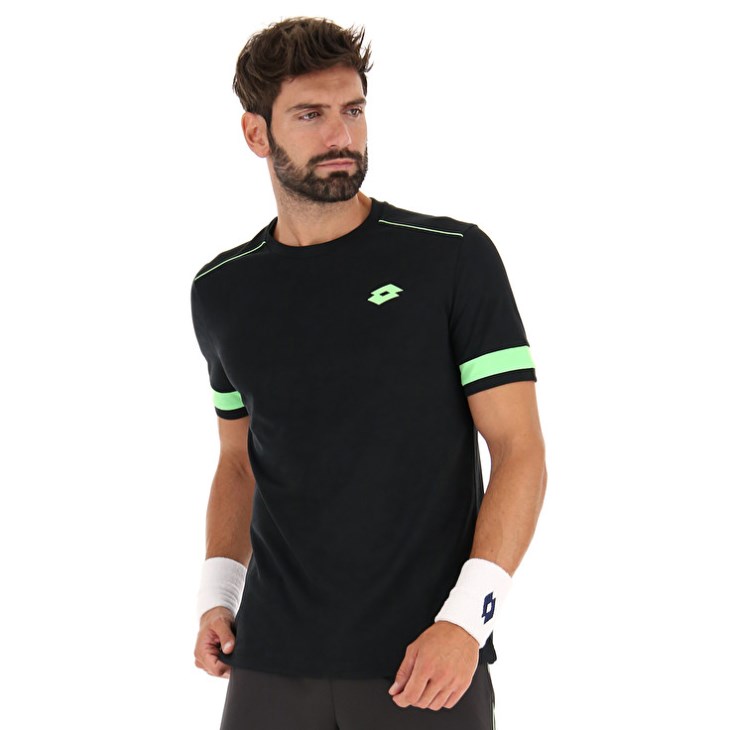 Camiseta Lotto Superrapida V Hombre Negras Verde | AS625432Q3