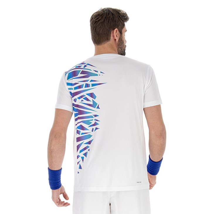 Camiseta Lotto Tech II D3 Hombre Blancas Azules | RX549074E1