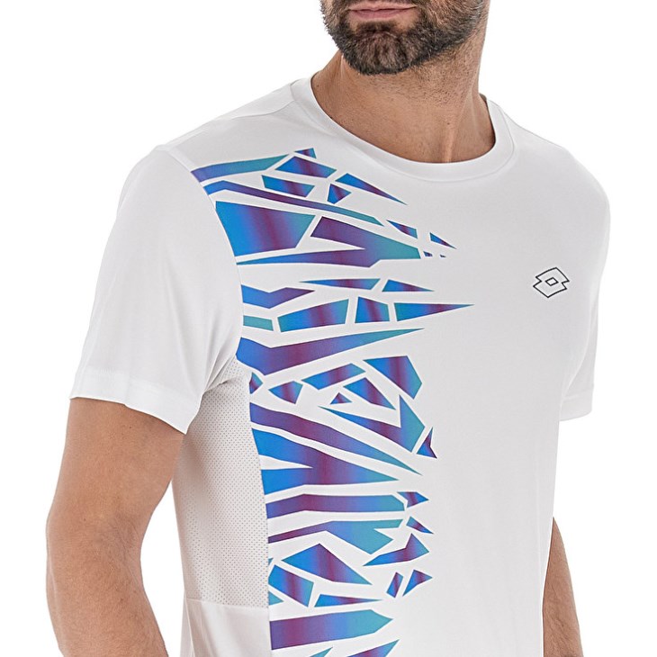 Camiseta Lotto Tech II D3 Hombre Blancas Azules | RX549074E1