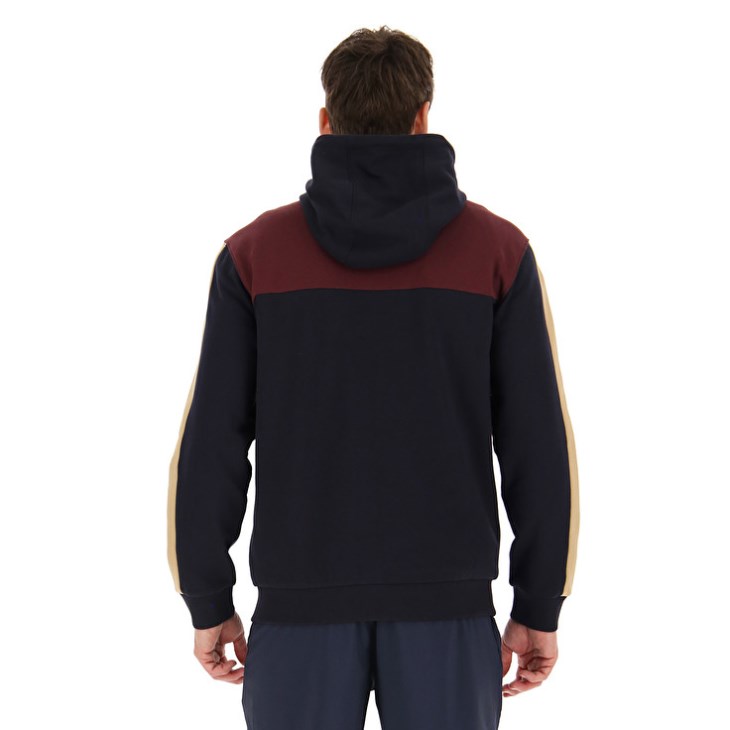 Sudadera con Capucha Lotto Athletica LG III Zip FZ HD FL Hombre Negras Rojas Oscuro | LR318801L7
