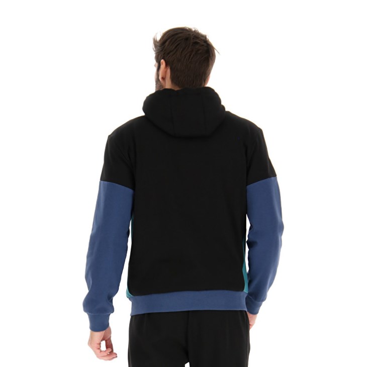Sudadera con Capucha Lotto Athletica Plus II Sweat FZ HD Hombre Negras Azul Marino | MR218731K2