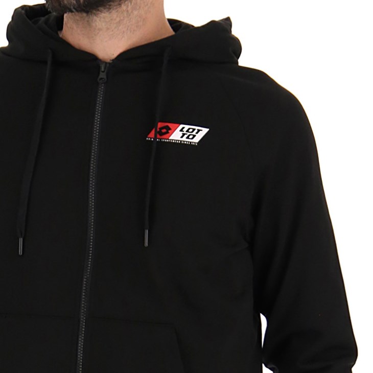 Sudadera con Capucha Lotto Logo Uno Sweat FZ HD Hombre Negras | VL311141Q4