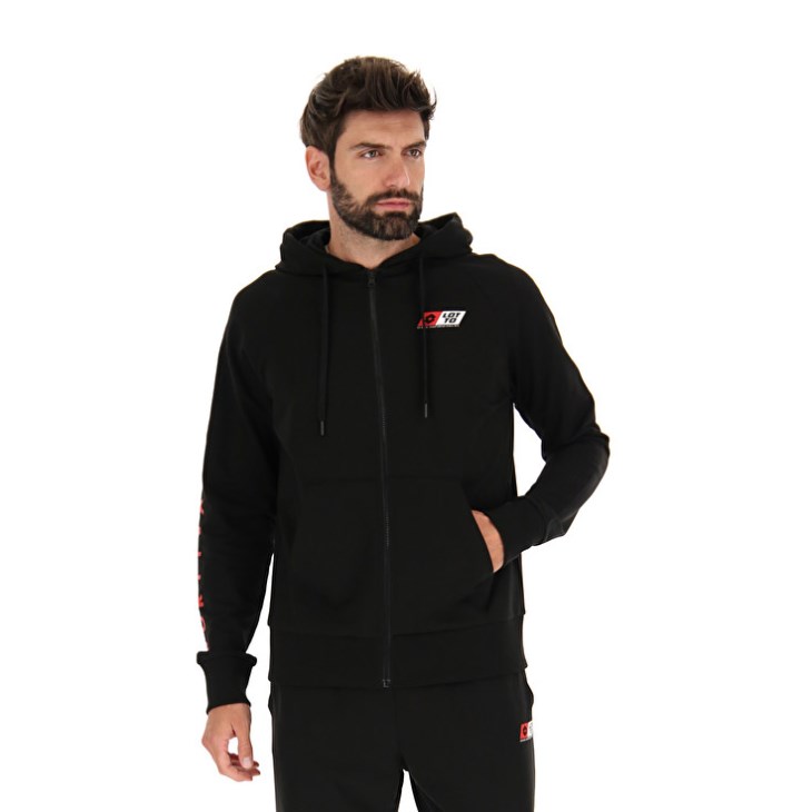 Sudadera con Capucha Lotto Logo Uno Sweat FZ HD Hombre Negras | VL311141Q4