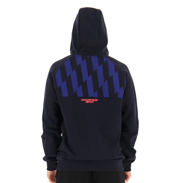 Sudadera con Capucha Lotto Logo VI Sweat HD FL Hombre Negras Azules | ER466546S5