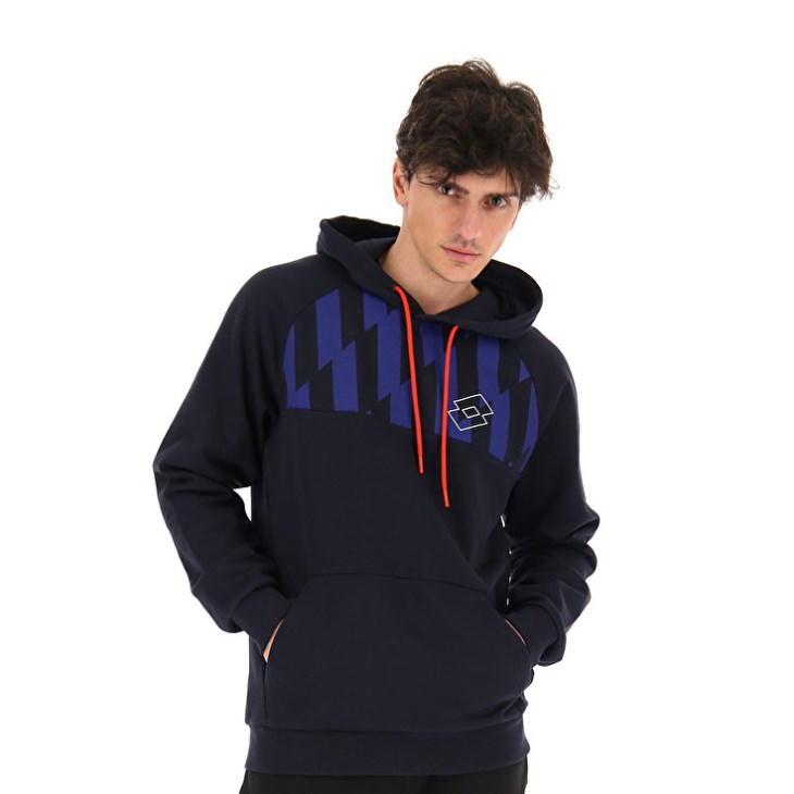 Sudadera con Capucha Lotto Logo VI Sweat HD FL Hombre Negras Azules | ER466546S5