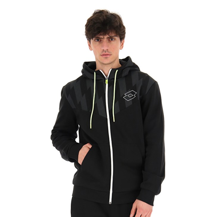 Sudadera con Capucha Lotto Logo VI Zip FZ HD FL Hombre Negras | ZT238183W7