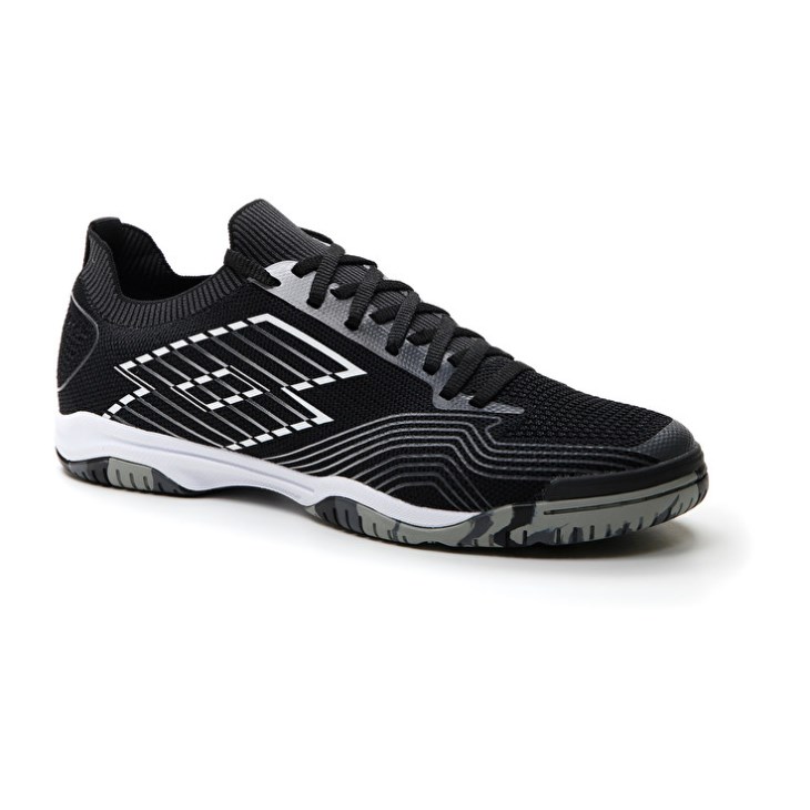 Zapatillas Fútbol Sala Lotto Tacto 250 ID Hombre Negras Blancas Gris | TM710581F3