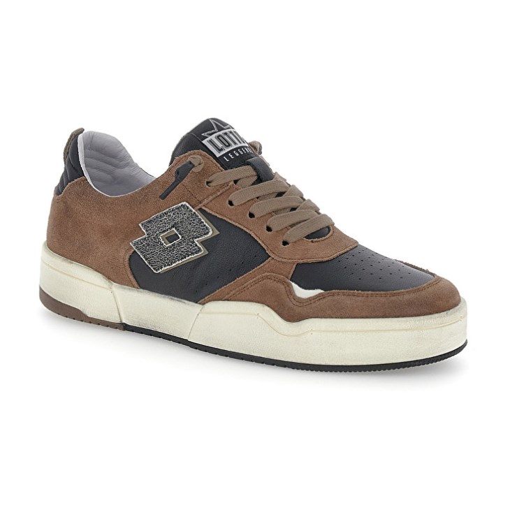 Zapatillas Lotto Hoop Stars Suede Hombre Marrones Negras | FJ462796C9
