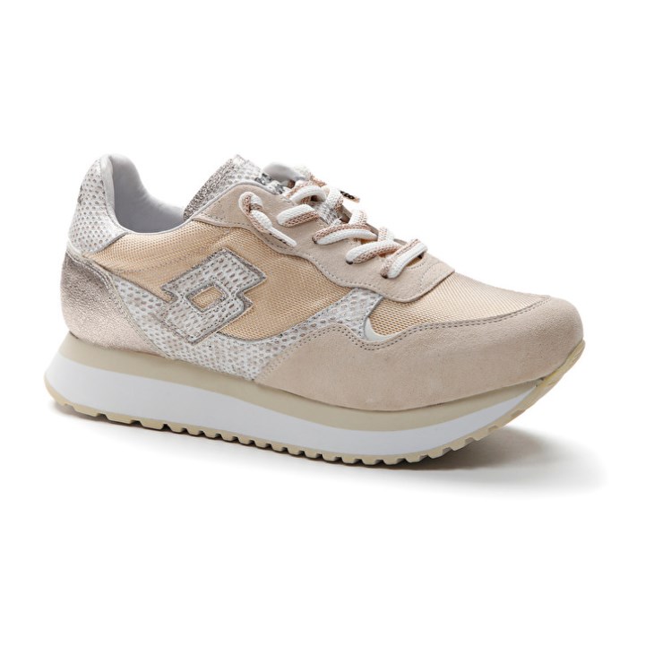 Zapatillas Lotto Tokyo Wedge II Shiny W Mujer Blancas Doradas | TL426632K9