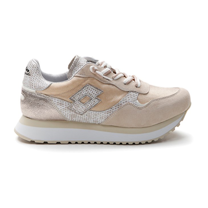 Zapatillas Lotto Tokyo Wedge II Shiny W Mujer Blancas Doradas | TL426632K9