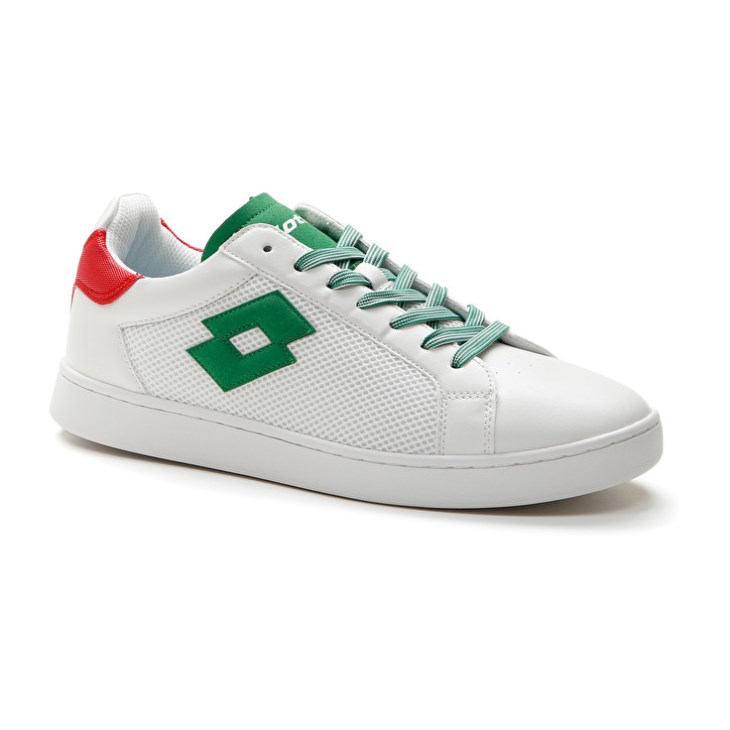 Zapatillas Tenis Lotto 1973 AMF NET Hombre Blancas Verde Rojas | DY910751M1