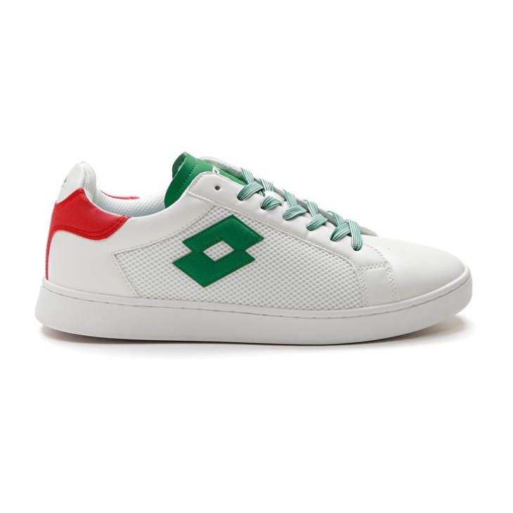 Zapatillas Tenis Lotto 1973 AMF NET Hombre Blancas Verde Rojas | DY910751M1