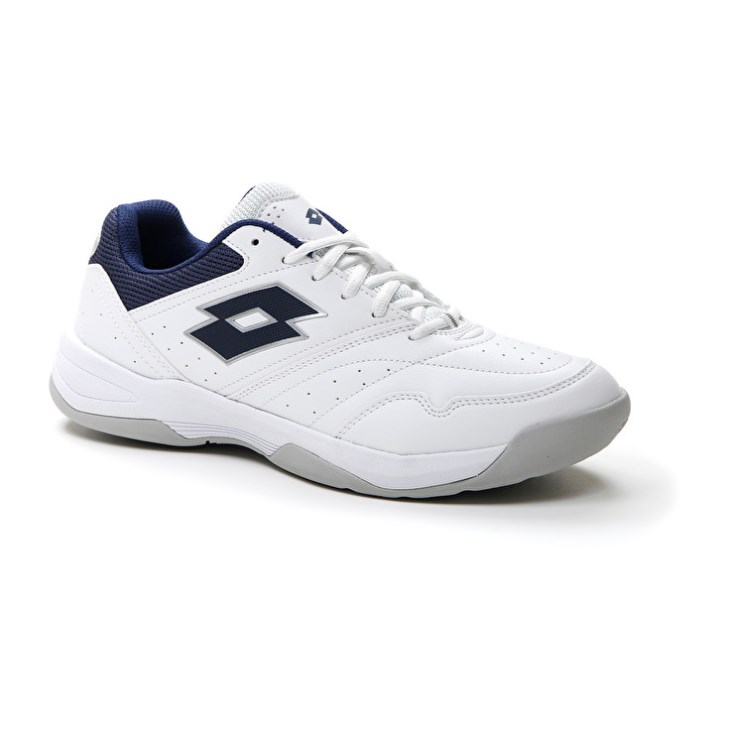 Zapatillas Tenis Lotto Court Logo AMF XIX Hombre Blancas Azules | JO830033J9