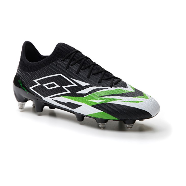 Zapatos De Fútbol Lotto Solista 200 VI SGX Hombre Negras Blancas Verde | XO810901B6