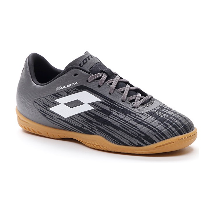 Zapatos De Fútbol Lotto Solista 700 III ID JR Niños Negras Blancas Gris | DK670757Y3