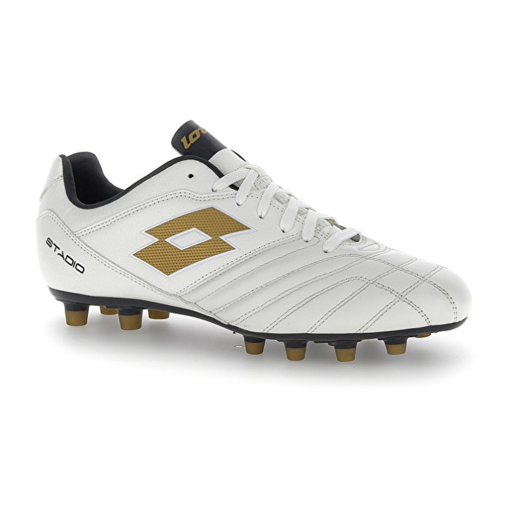 Zapatos De Fútbol Lotto Stadio 300 III FG Hombre Blancas Doradas | XI406070X4