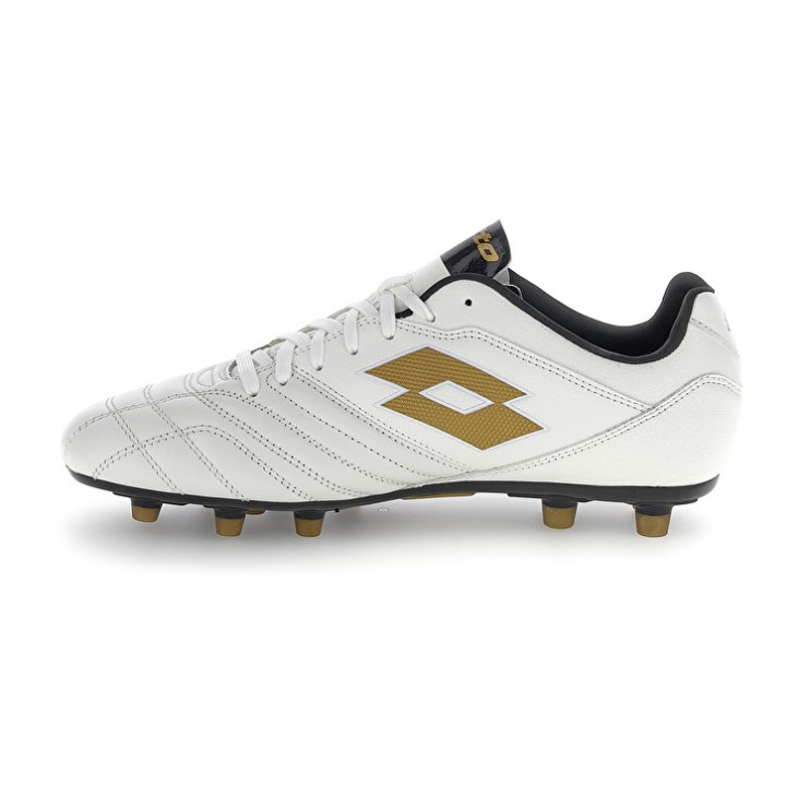Zapatos De Fútbol Lotto Stadio 300 III FG Hombre Blancas Doradas | XI406070X4