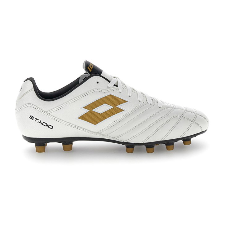 Zapatos De Fútbol Lotto Stadio 300 III FG Hombre Blancas Doradas | XI406070X4